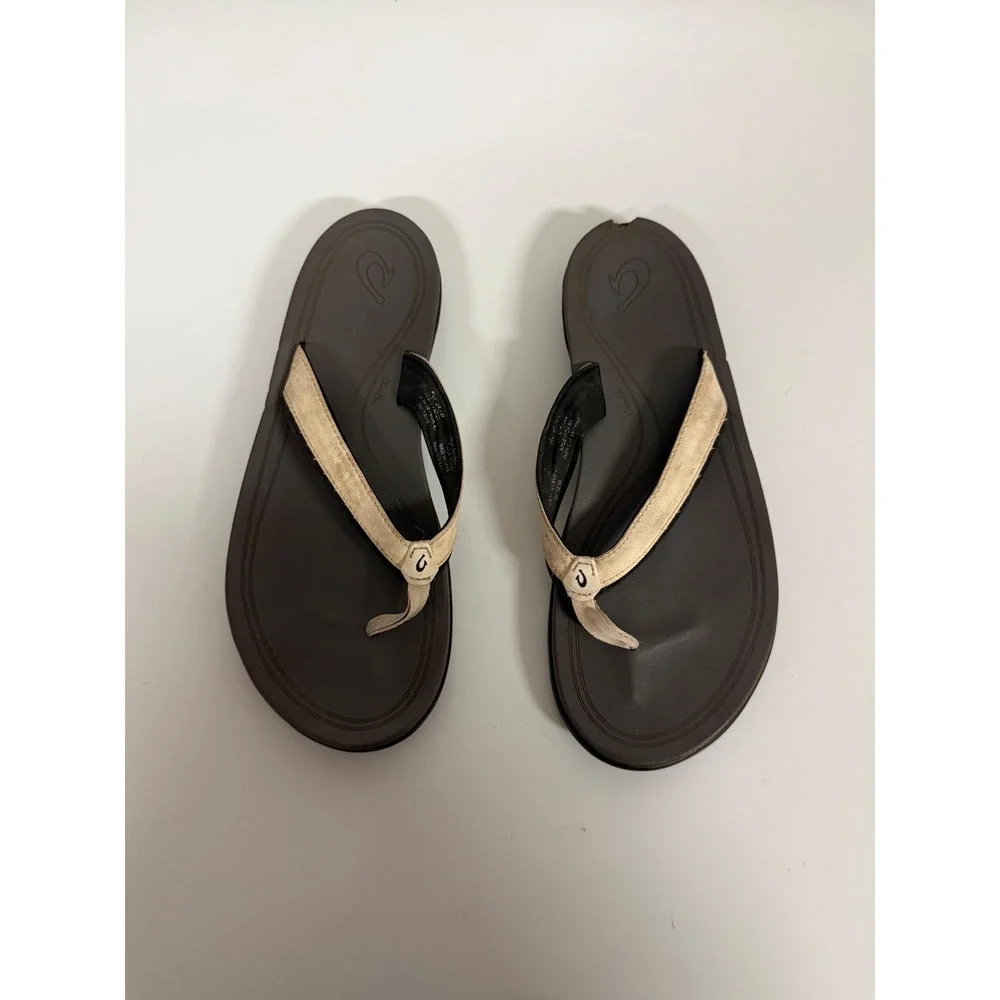 OluKai Ohana Men 10 Flip Flops Dark Java Ray Water Resistant Sandals